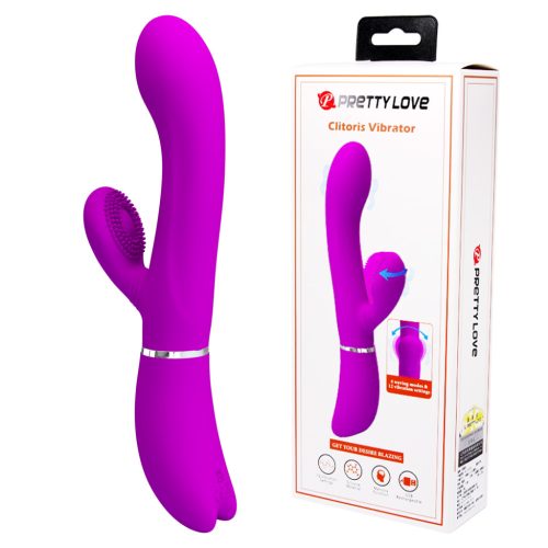 PRETTY LOVE csiklókaros G-pont vibrátor – lila, dupla stimuláció, 12 rezgésmóddal