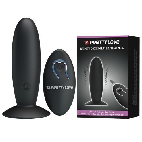 PRETTY LOVE távirányítható vibráló anál plug - fekete