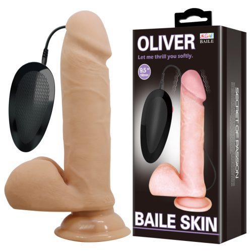 Baile Oliver – Élethű vibráló dildó tapadókoronggal (20,5 cm / 4,4 cm)