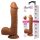 Baile Beautiful Johnson – Élethű tapadókorongos dildó heregolyókkal (23,4 cm / 4,7 cm – sötétebb tónus)