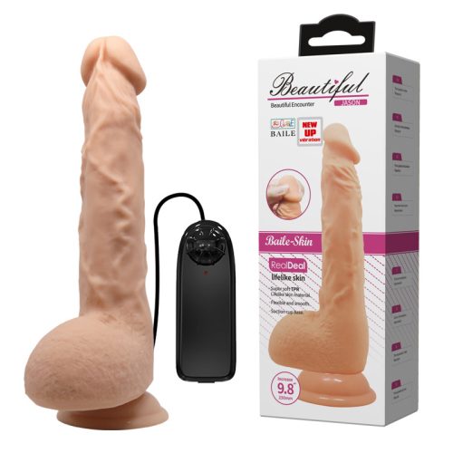 Baile Beautiful Jason – Élethű vibráló dildó tapadókoronggal (25 cm / 4,1 cm)
