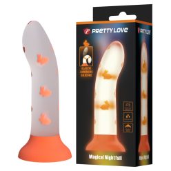   PRETTY LOVE Magical Nightfall – sötétben világító tapadókorongos dildó, 17 cm – narancssárga