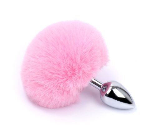 Golyós anál plug műszőrös farokkal - pink