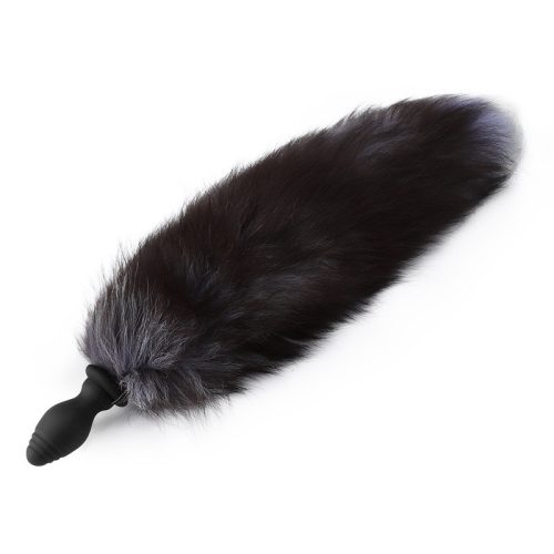 Vibráló anál plug róka farokkal - fekete