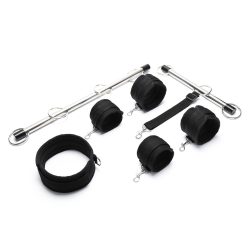   Acélrudas bilincsszett nyakörvvel, csukló- és bokapánttal - fekete